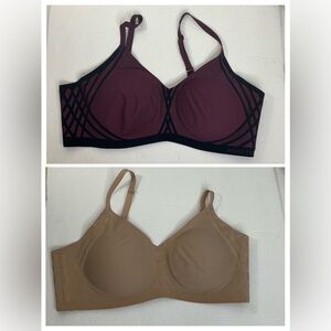 2 Pack: Honeylove Size Large Silhouette Bras Nude and Burgundy